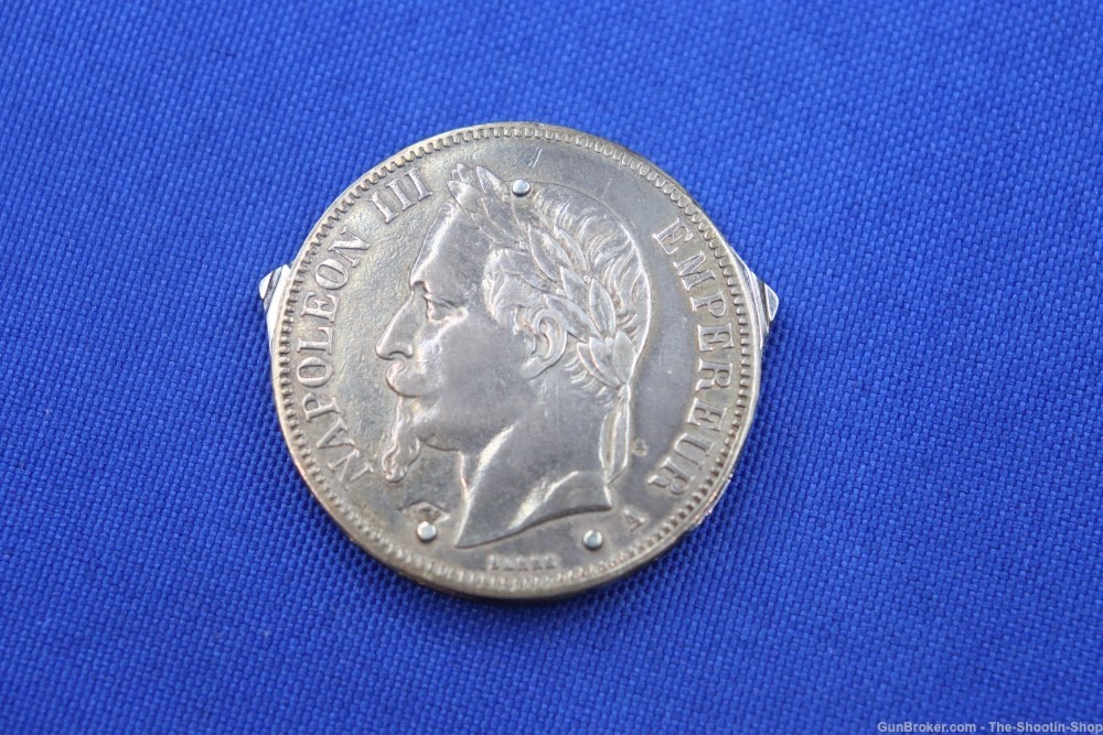 RARE 1867 Empereur Napoleon III 5 Francs Pocket Knife File Scissors Coin 5F-img-6