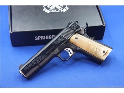 Springfield Armory Model 1911-A1 Pistol Hand Engraved Case Colored RAM HORN