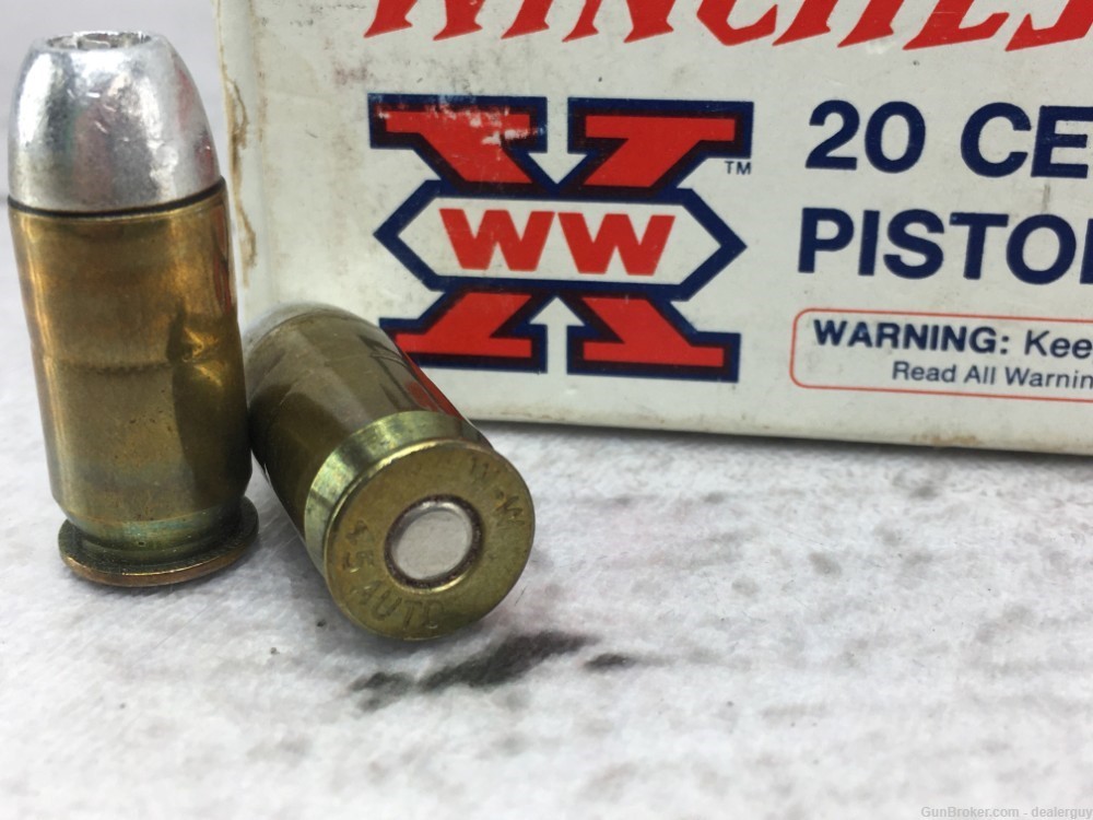 Winchester Western 45 Auto 185gr. Silvertip Hollow Point 20 Rounds Vintage-img-1