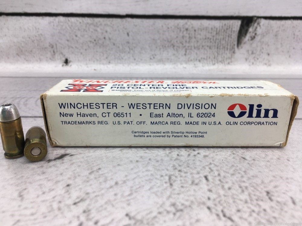 Winchester Western 45 Auto 185gr. Silvertip Hollow Point 20 Rounds Vintage-img-5