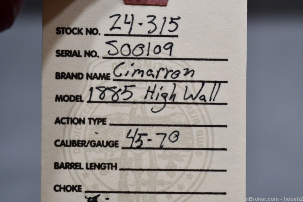 Uberti Cimarron Model 1885 High Wall Single Shot Rifle 45-70 Govt 2000-img-1