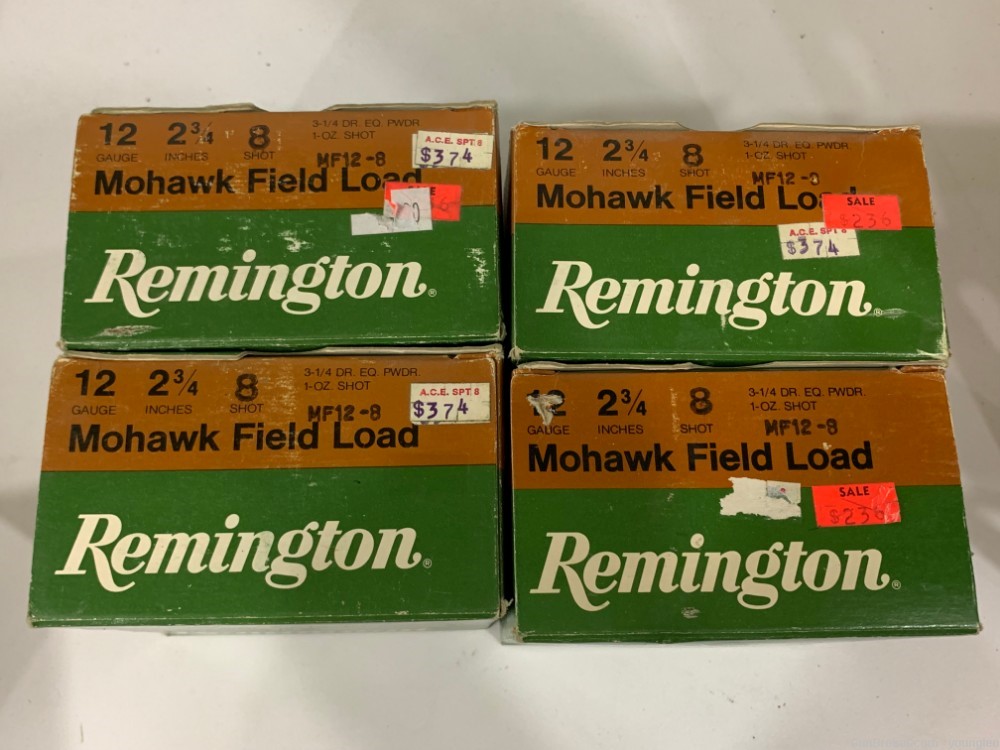 NOS 4 Boxes Vintage Remington Mohawk Field Load 12 Gauge 8 Shot  2.75"    -img-3
