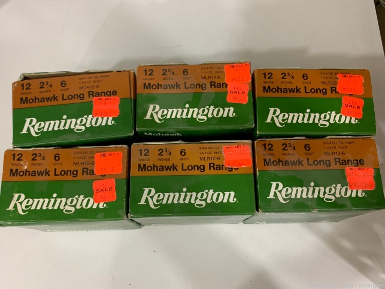 NOS 6 Boxes Vintage Remington Mohawk Long Range 12 Gauge 6 Shot  2.75" -img-0