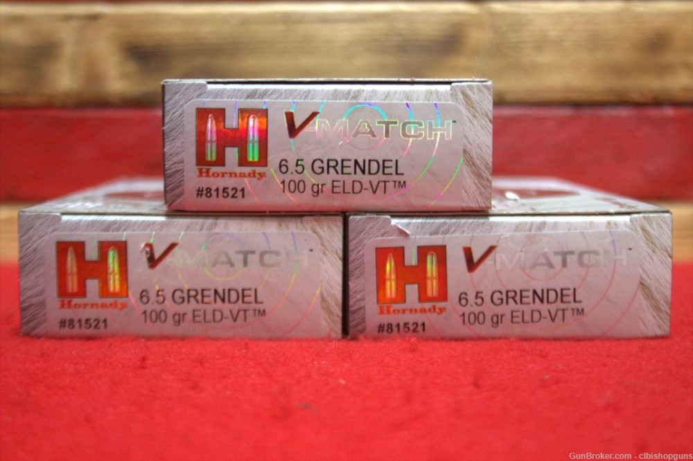 Hornady V-Match 6.5 Grendel 100 Grain ELD-VT  3 boxes 60 rounds ammo-img-0