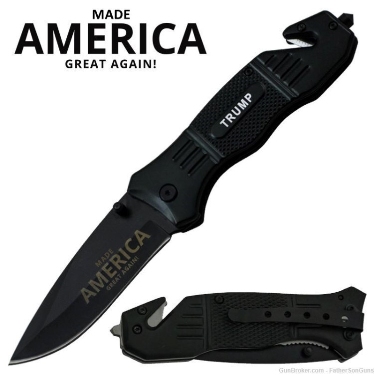 TRUMP COLLECATABLE SPRING ASSISTED POCKET KNIFE STOCKING STUFFER.-img-0