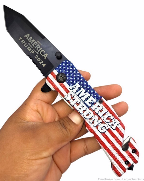 TRUMP Collectable AMERICAN STRONG spring assist knife-STOCKING STUFFER-img-0