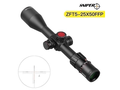 Sniper 5-25x50mm First Focal Plane (FFP) Rifle Scope Illuminated Reticle