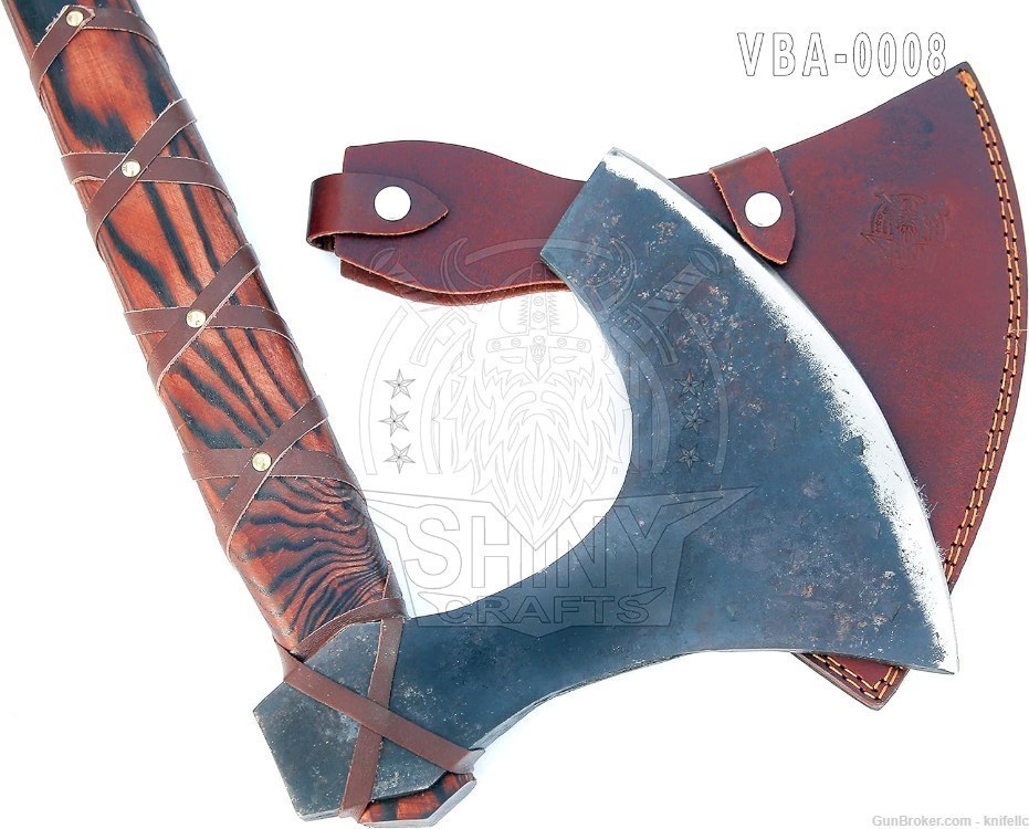 Two Handed Berserker Axe, Hand Forged Norse Battle Axe, Scandinavian Style -img-4