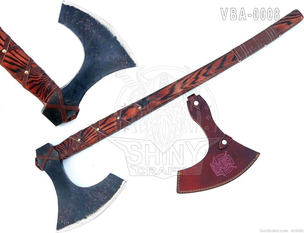 Two Handed Berserker Axe, Hand Forged Norse Battle Axe, Scandinavian Style -img-1