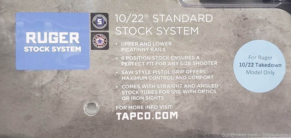 Tapco Intrafuse Ruger 10/22 takedown 6 position stock black standard barrel-img-2