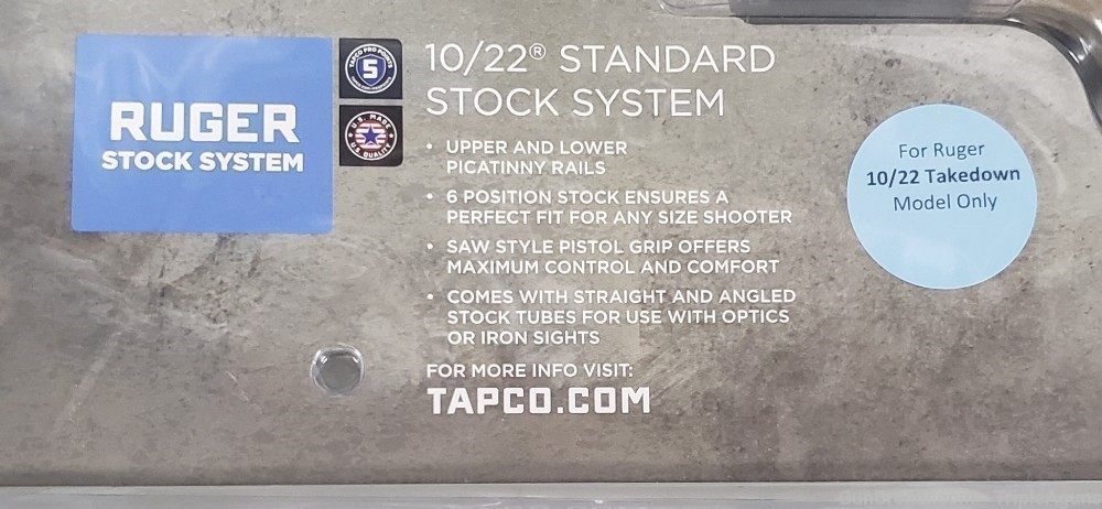 Tapco Intrafuse Ruger 10/22 takedown 6 position stock fde standard barrel-img-2