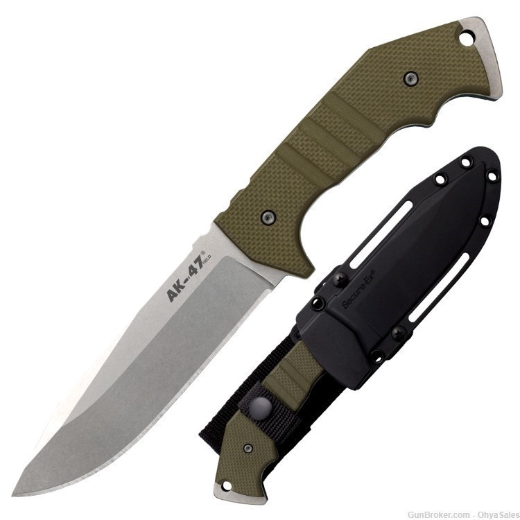 Cold Steel AK-47 Field Knife Fixed 5.5" CPM-3V Stonewashed Blade, OD Green -img-6