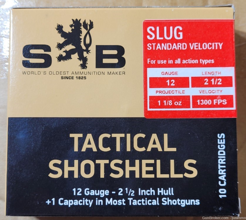 Sellier & Bellot Tactical Shotshells 12 Ga. 2-1/2" Slug x230 Shells-img-1