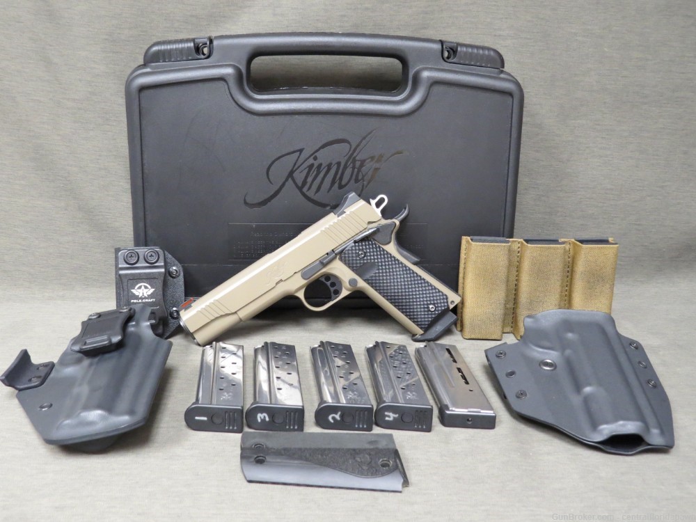 Kimber Custom LW FDE Tan 9mm Pistol w/ 6 mags holsters 10+1-img-0