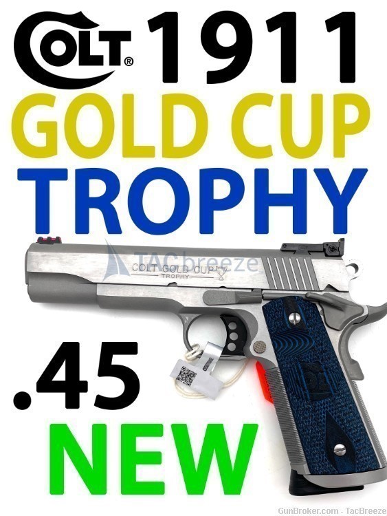 COLT 1911 GOLD CUP TROPHY COLT TROPHY GOLD  .45 CUP NEW 45 CHECKER -img-0