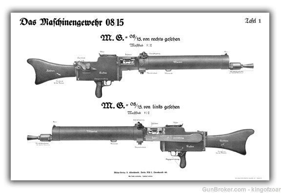 WW1 German MG08/15 Maxim Training Chart - Full Side View Poster Print-img-0
