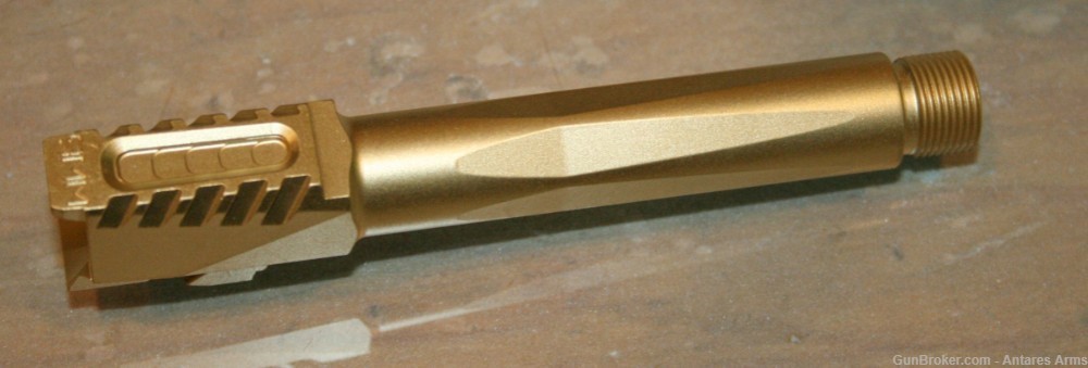 Serrated Threaded Glock 19 G19 barrel TiN GOLD Finish 9x19 9mm Gen 1-5-img-0