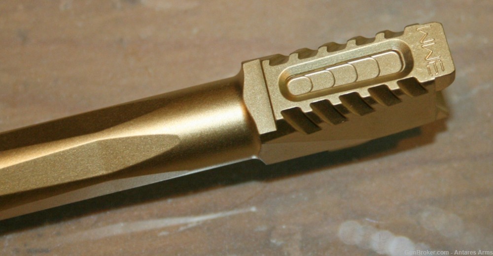 Serrated Threaded Glock 19 G19 barrel TiN GOLD Finish 9x19 9mm Gen 1-5-img-2
