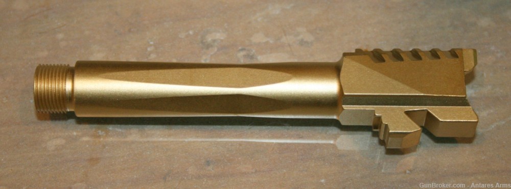 Serrated Threaded Glock 19 G19 barrel TiN GOLD Finish 9x19 9mm Gen 1-5-img-1