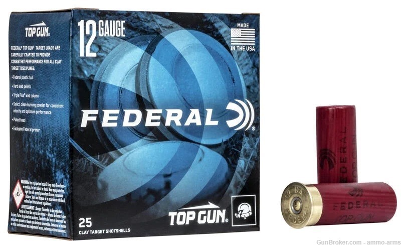 Federal Top Gun 12 Gauge 8 Shot Trap Shells 1145 FPS 250 Round Case-img-1