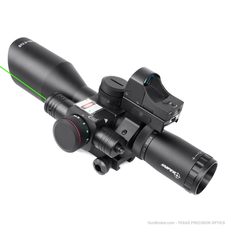 Sniper 2.5-10x40 Combo Rifle Scope Red&Green Mil-dot Reticle Green Laser-img-3