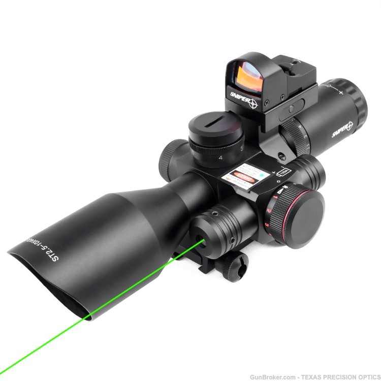 Sniper 2.5-10x40 Combo Rifle Scope Red&Green Mil-dot Reticle Green Laser-img-4