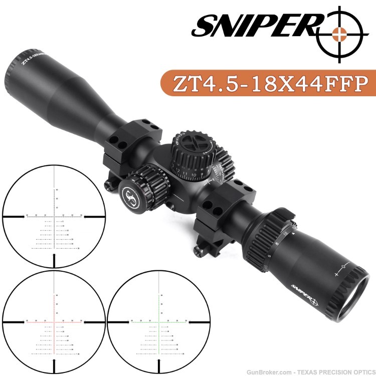 Sniper 4.5-18x44FFP Rifle Scope Parallax Adjustment Hunting Scope -img-0
