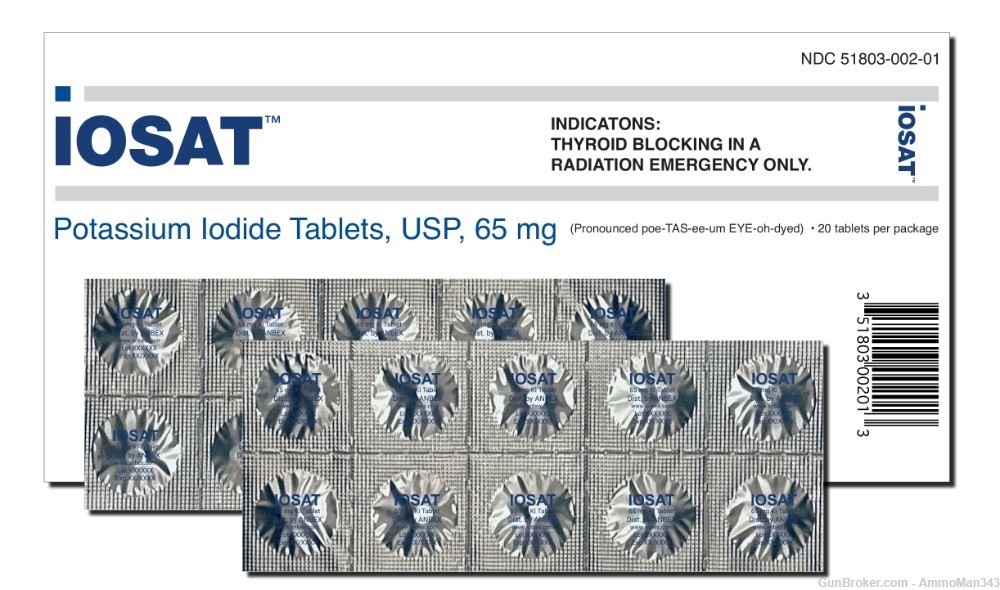 IOSAT 20 Tablets Potassium Iodide Pills KI (Nuclear Radiation Protection)-img-0