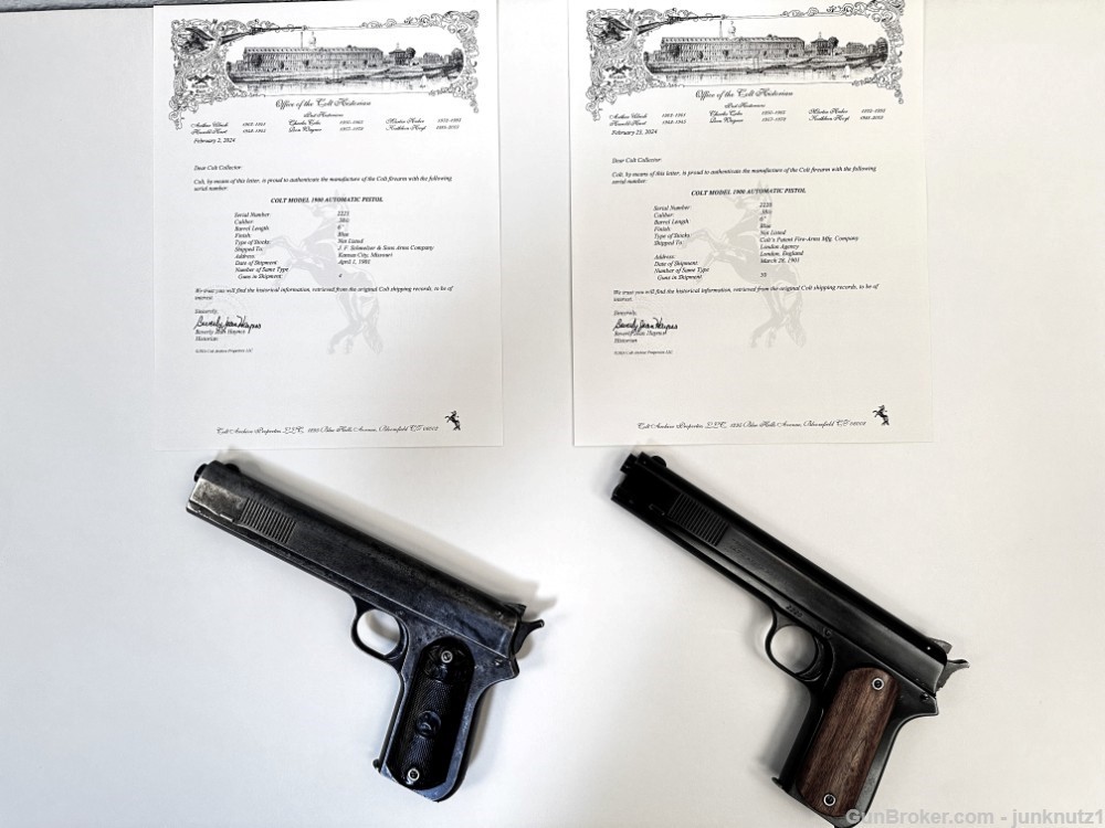 Colt Model 1900 Sight Safety Automatic Pistols Rare Consecutive Number Pair-img-0