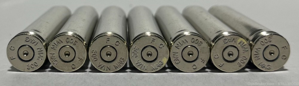 .300 Win Mag Once-fired Brass Casings Nickel FC Polished Inspected - 100-img-1