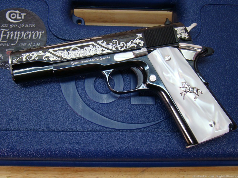 Colt The EMPEROR 1911 5" .38 Super Rare SK custom EL Aztec Pistol 1 of 200 -img-12