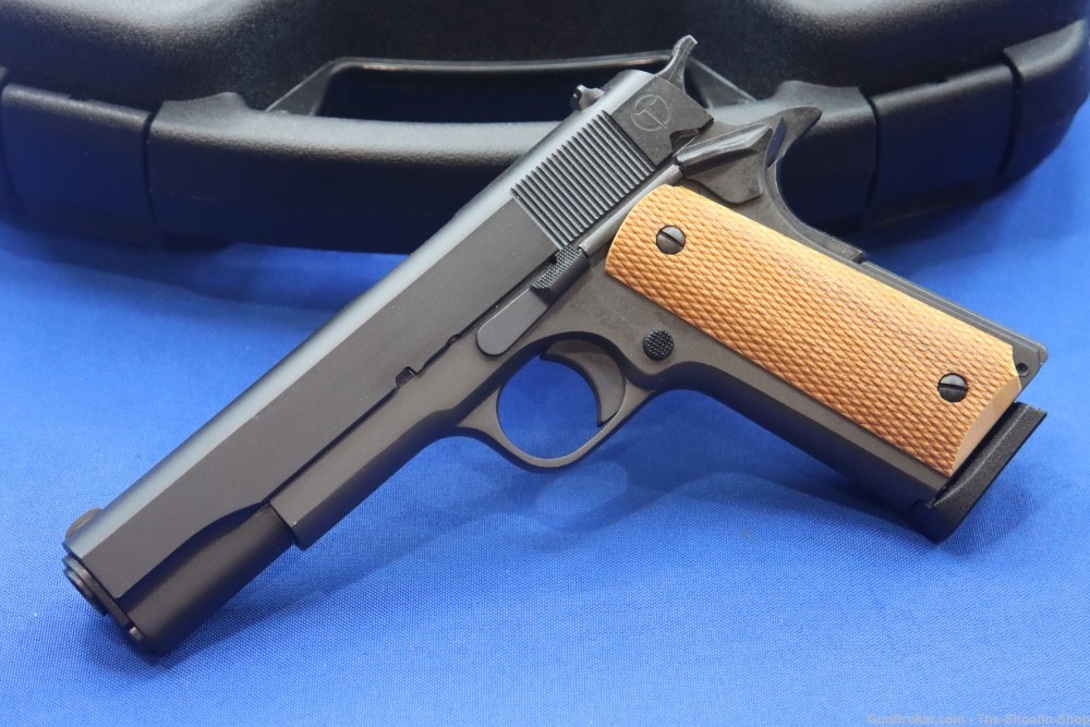 Taylors & Company Model 1911 A1 Pistol 45ACP Checkered Wood Government 5"-img-1