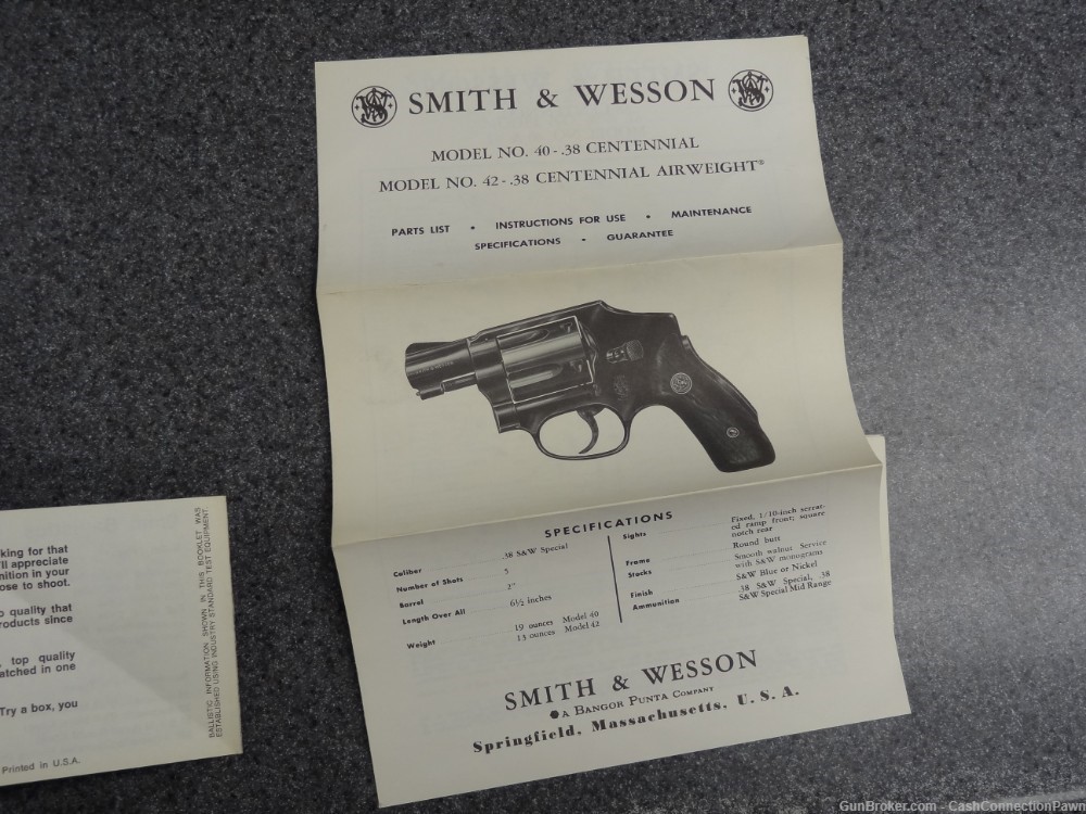 Smith & Wesson Model 42 Airweight Centennial Nickel Finish .38 Spl w/ Box-img-41