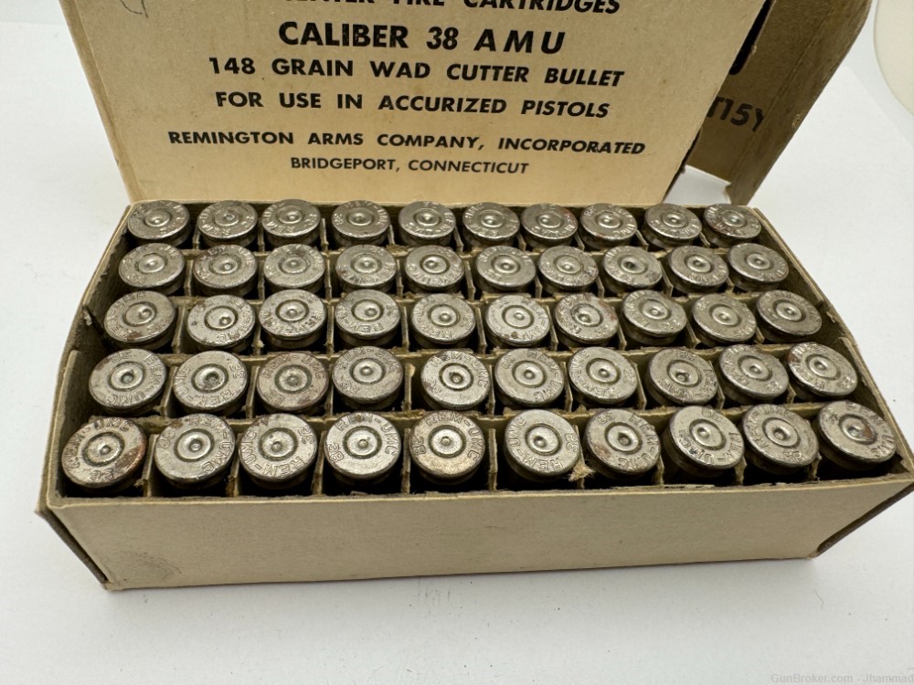 Vintage 38 AMU Caliber Brass cartridge, fired reloading cases Remington 148-img-1