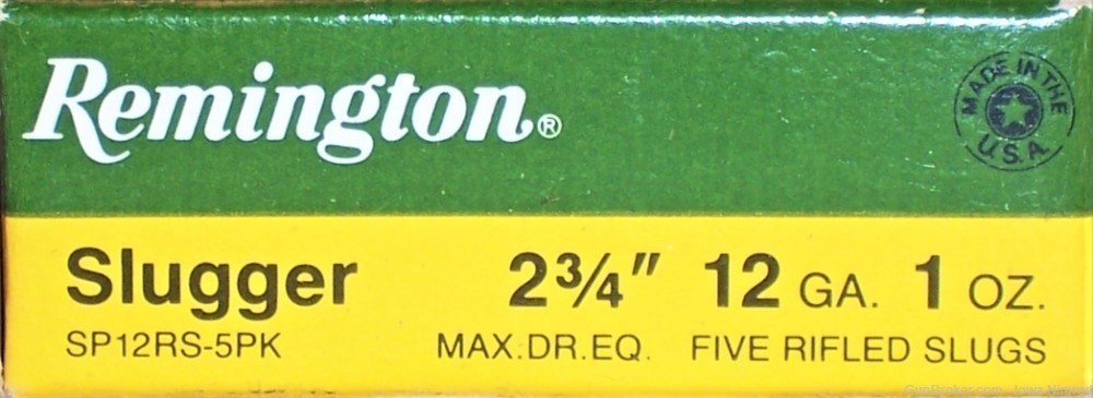 Remington® Slugger 12-2¾” Gauge 1 Ounce Rifled Slug 5 Round Boxes SP12RS-img-0