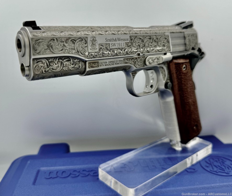 Spectacular S&W 1911 PC PRO SERIES 9MM Full Coverage Custom Engraved-img-0