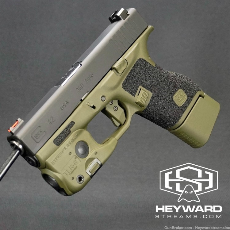 NEW custom Glock 42, .380 ACP, OD Green, Mag Extended included-img-0