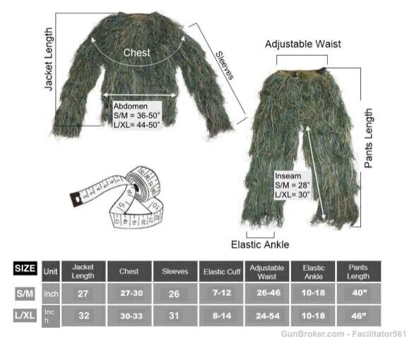 Camouflage Ghillie Suit Tactical Hunting Clothes Sniper (L/XL)-img-4