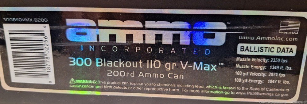 300 AAC Blackout AMMO 110gr V-Max 200RNDS BULK PACK can AR 7.62×35mm 7.62-img-3