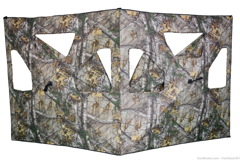 Portable Turkey Hunting Blind 2 Sided Real Tree Hub Stake Out Deer-img-0