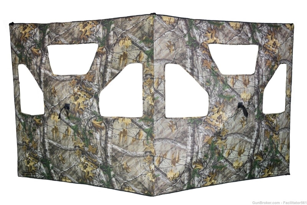 Portable Turkey Hunting Blind 2 Sided Real Tree Hub Stake Out Deer-img-1