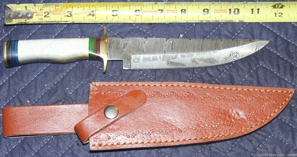 12 INCH HANDMADE CUSTOM HUNTING KNIFE DAMASCUS STEEL 689-img-0
