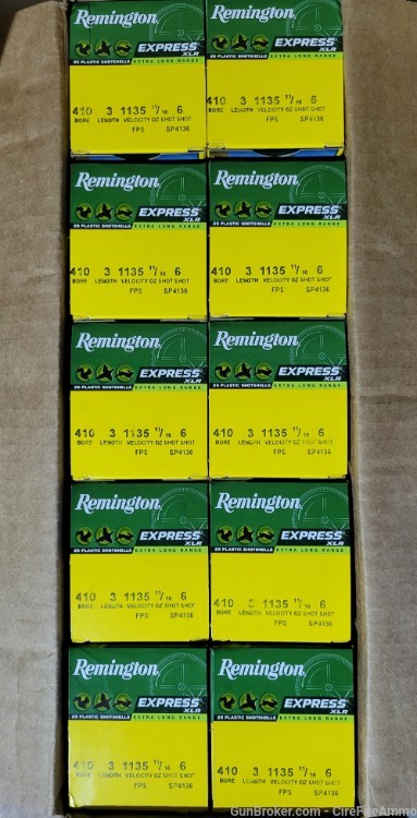 Remington Express Long shotshell .410 Gauge 3" #6 shot 3 inch 250 rds (case-img-0