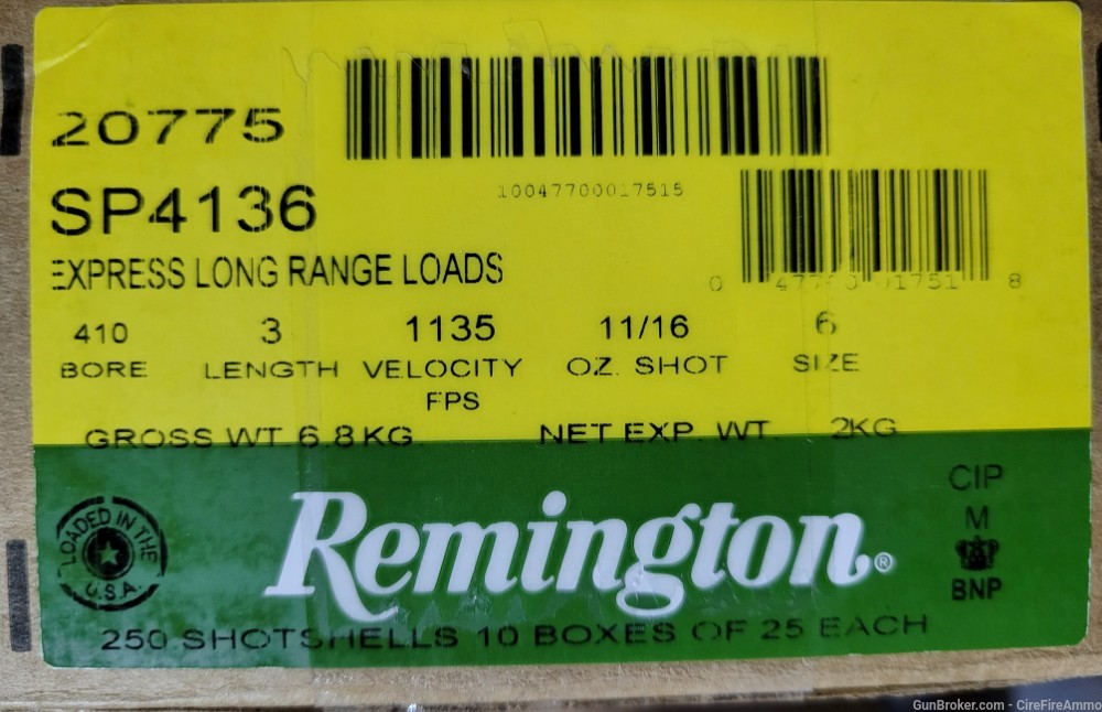 Remington Express Long shotshell .410 Gauge 3" #6 shot 3 inch 250 rds (case-img-2