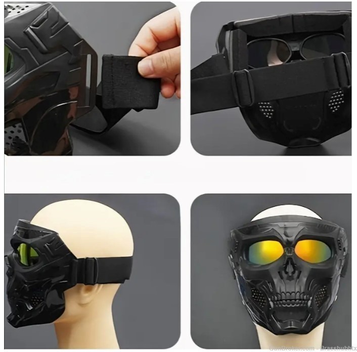 Skull Mask, Tactical Full Face Protection Outdoor Cycling Windproof Goggles-img-1