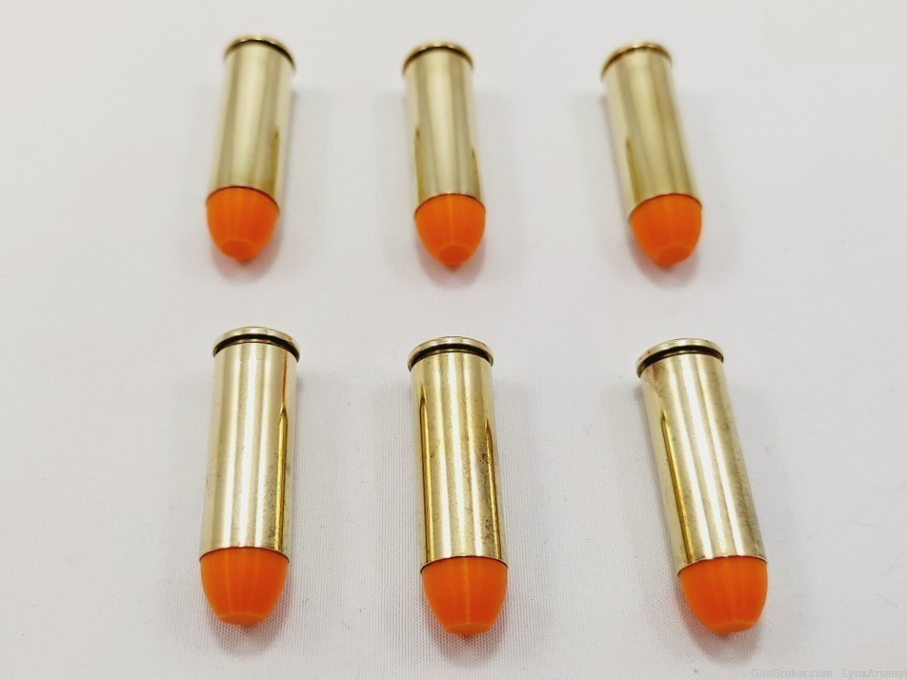 45 Long Colt Brass Snap caps / Dummy Training Rounds - Set of 6 - Orange-img-4