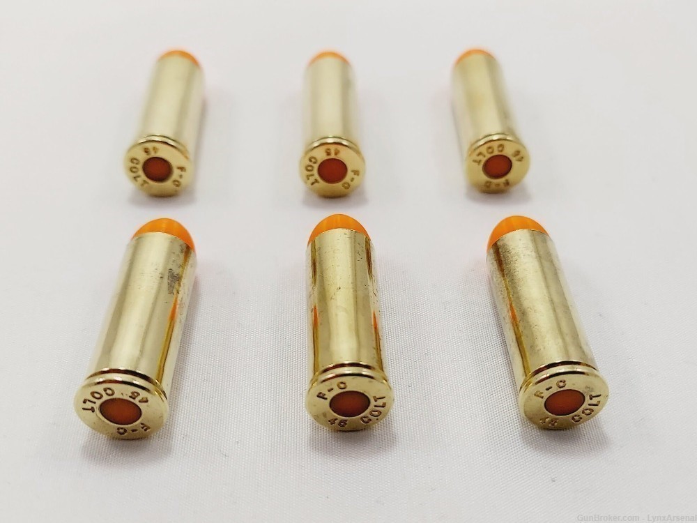 45 Long Colt Brass Snap caps / Dummy Training Rounds - Set of 6 - Orange-img-3