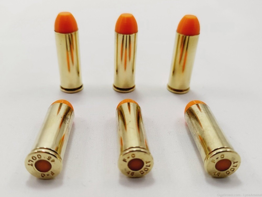 45 Long Colt Brass Snap caps / Dummy Training Rounds - Set of 6 - Orange-img-0