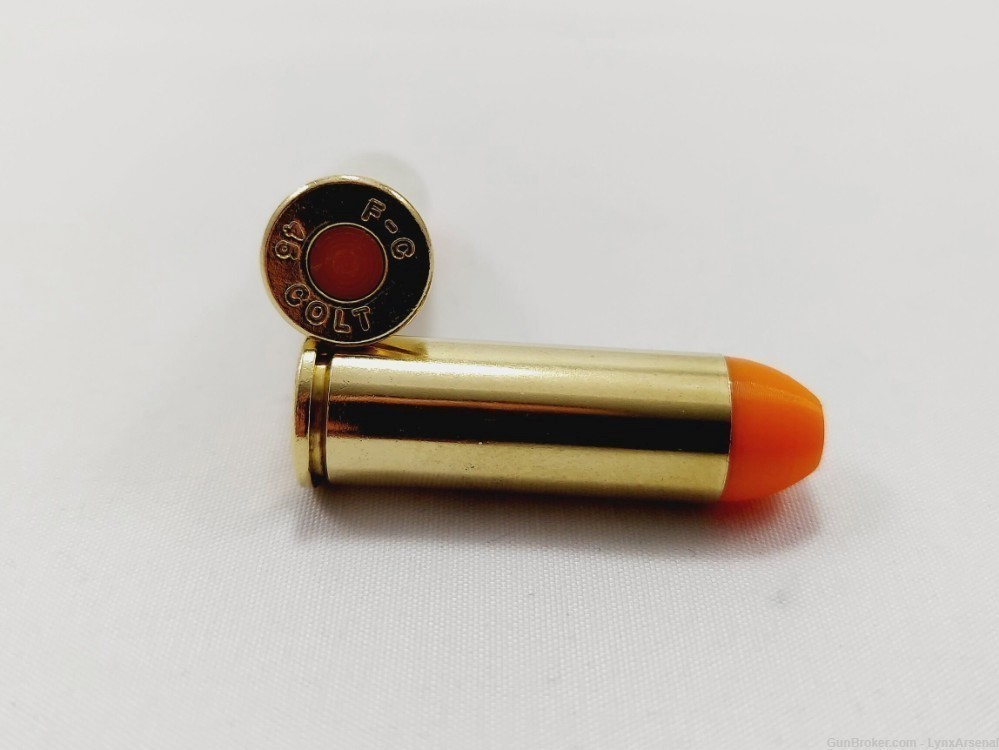 45 Long Colt Brass Snap caps / Dummy Training Rounds - Set of 6 - Orange-img-1