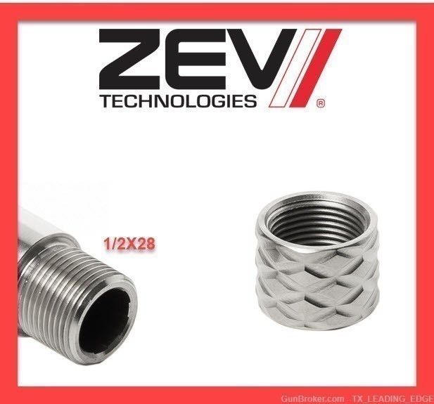 Zev CUSTOMS STAINLESS TIP Protector 1/2x28 TPT Thread 9mm MATCH-img-0